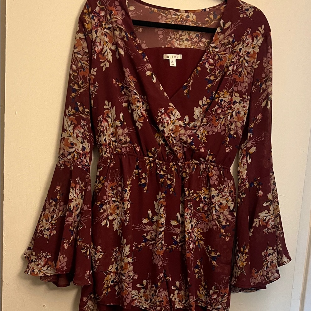 Floral Burgundy Wrap Romper